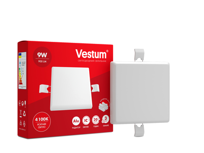 Светильник врезной светодиодный Vestum без рамки квадратный 9W 4100K (1-VS-5602)