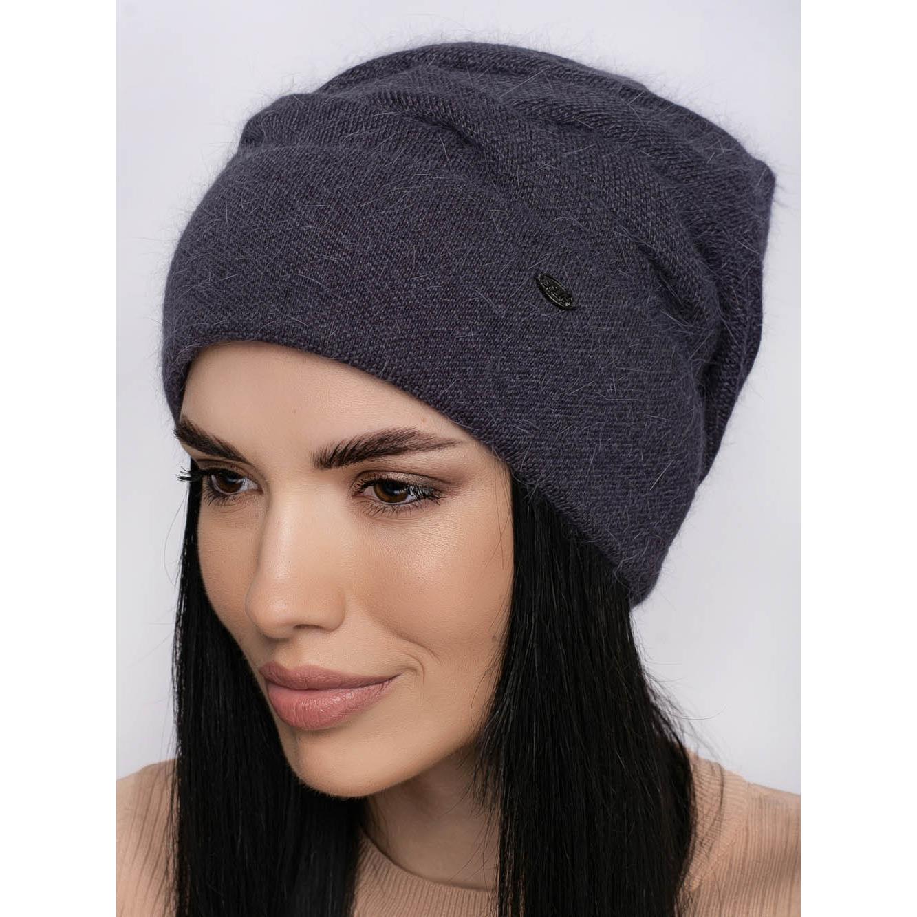 Шапка ангоровая женская Leks Фантазия one size Антрацитовый - фото 1