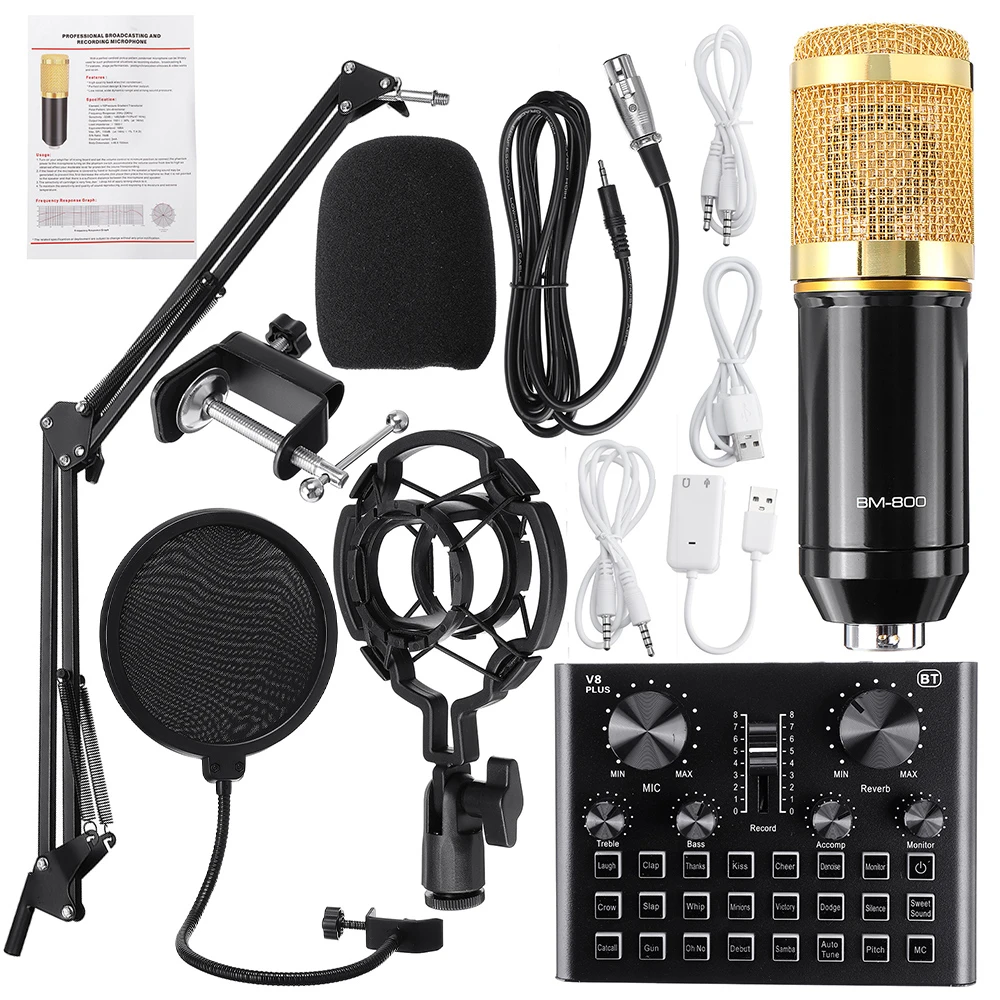 Студийный вокальный комплект V8Plus микрофон с держателем/ветрозащита/звуковая карта - фото 16 Студийный вокальный комплект V8Plus микрофон с держателем/ветрозащита/звуковая карта - фото 16