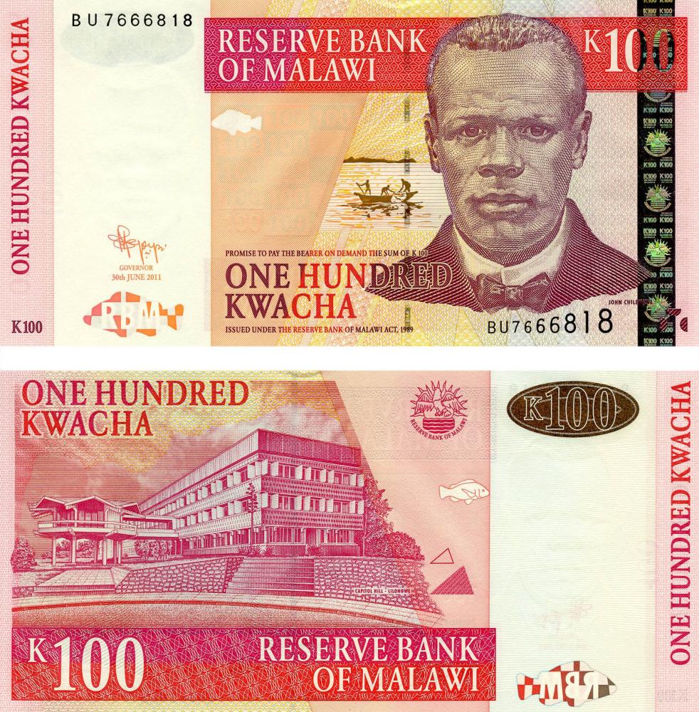 Коллекционная банкнота Малави 100 квача 2011 UNC P54c (Б03568)