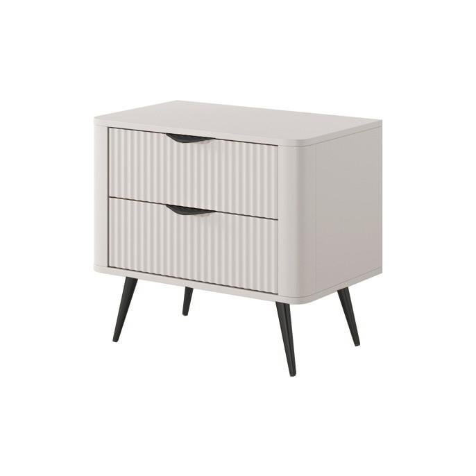 Тумба приліжкова Perfect Home Lante 2S з 2 шухлядами і чорними ніжками Бежевий (PFH-091185)
