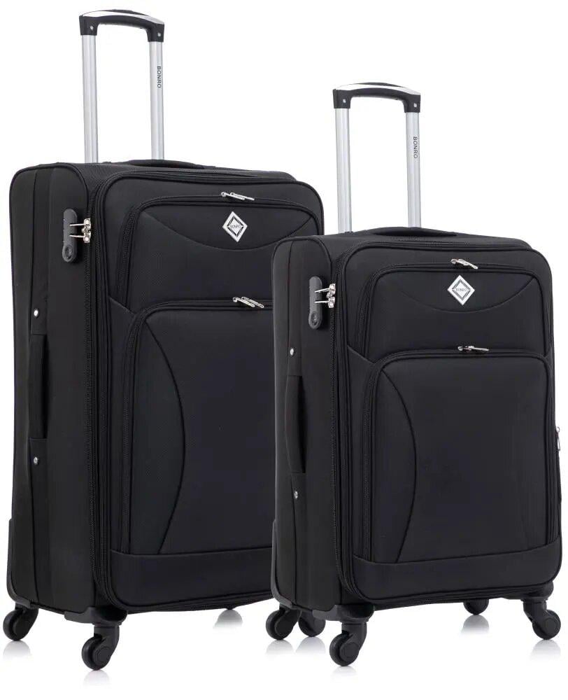 Набор тканевых чемоданов Bonro Tourist 2 шт. большая/средняя 2 шт. Черный (5652)