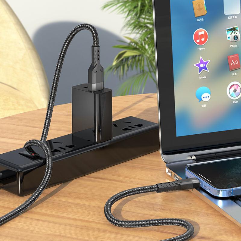 Дата кабель Hoco U110 charging data sync USB to Lightning 1,2 м Black - фото 4