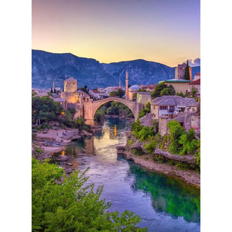 Алмазная мозаика Strateg Премиум Мостарский мост 50x65 см (Str-SGK86076)