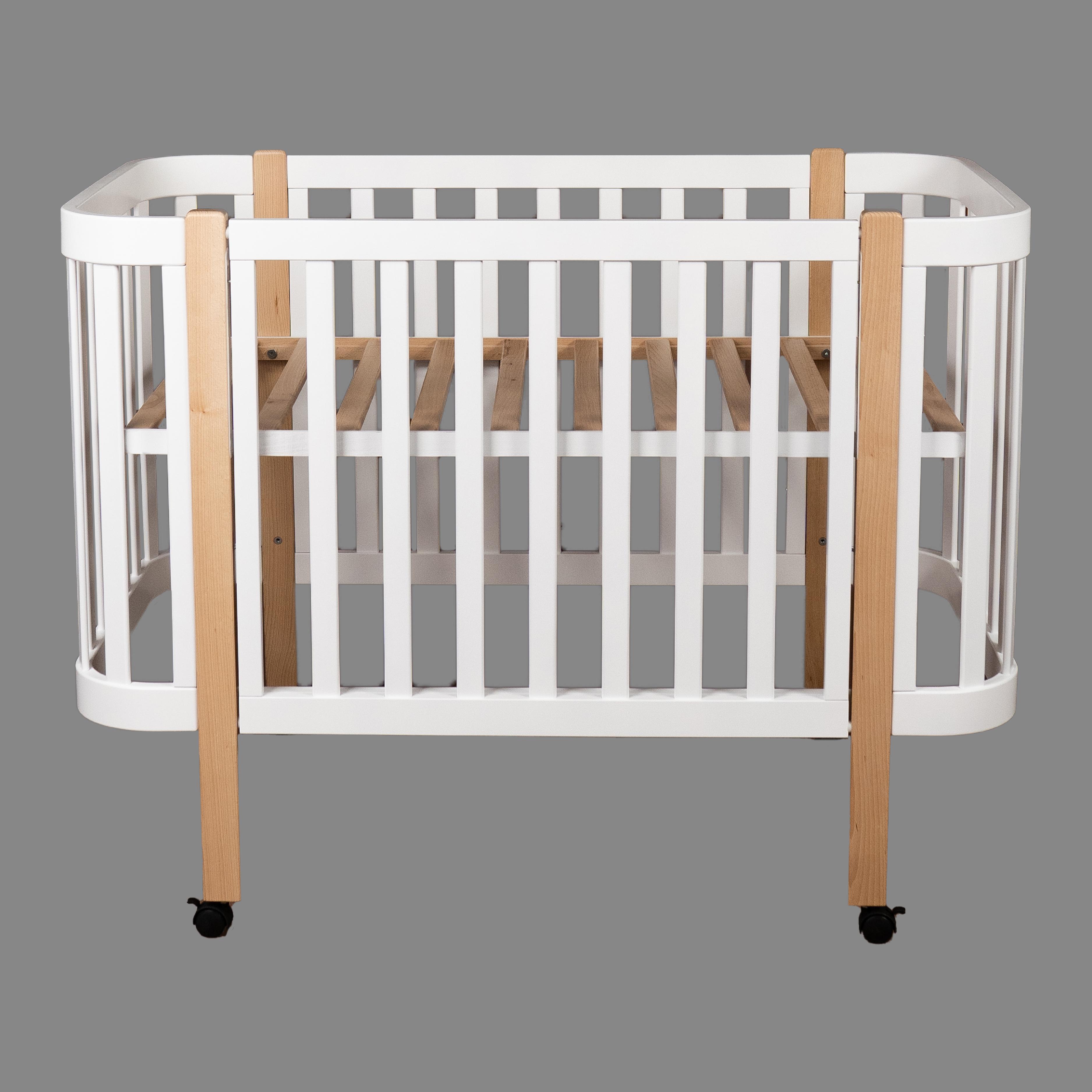 Детская кроватка Dominanta Венеция с подвижной боковиной Белый с натуральным (ЛД 9 БН_01)