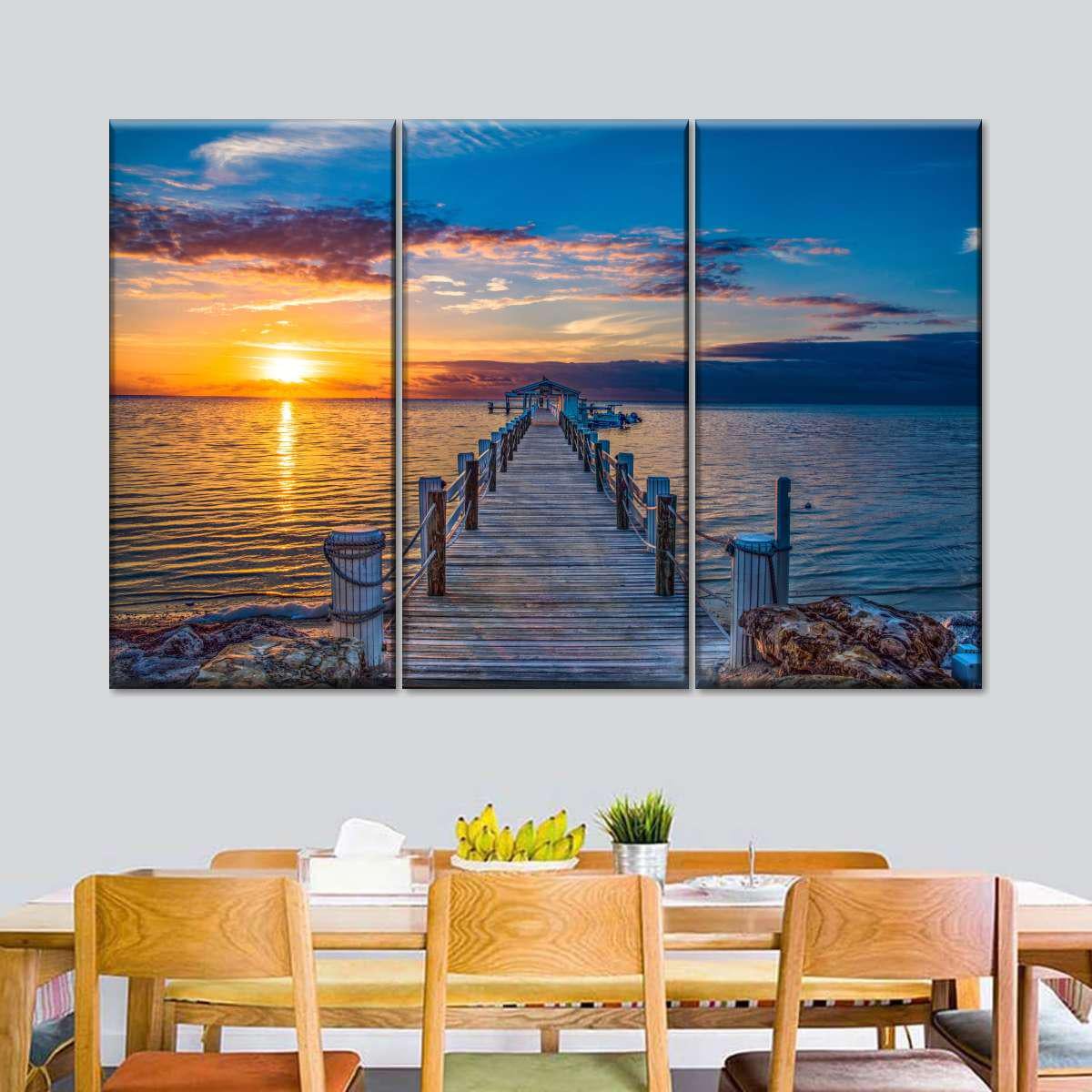 Модульная картина KIL Art Закат над морем и пляжем из трех частей 128x81 см (M3_L_31)