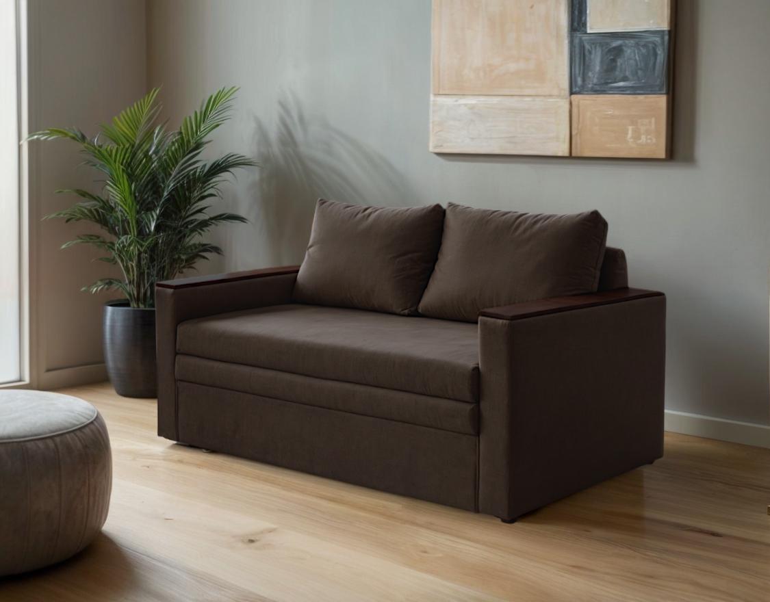 Диван-трансформер Tobi Sho Kubus-120 мягкий для гостиной велюр 1600х800х1000 мм Коричнево-серый - фото 2