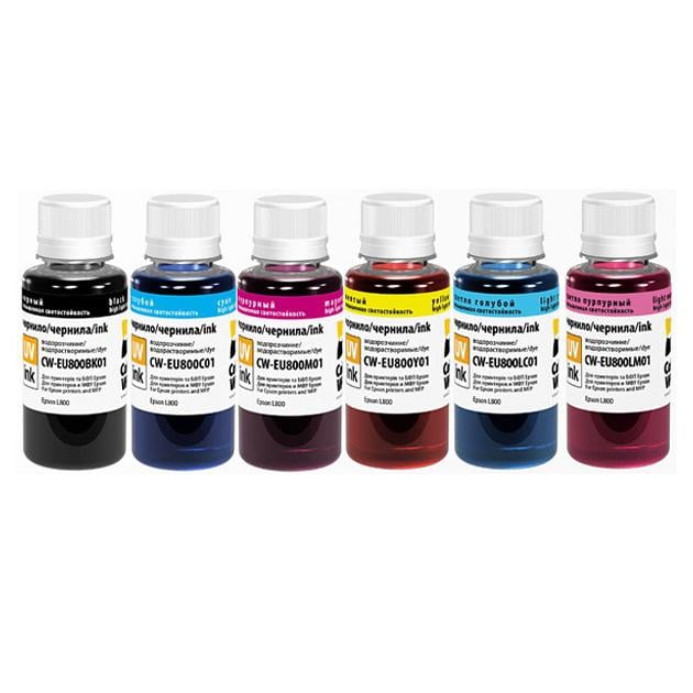 Чернила ColorWay EU800 набор 6x100 мл BK/C/M/Y/LC/LM для Epson UV Dye-based (618667)