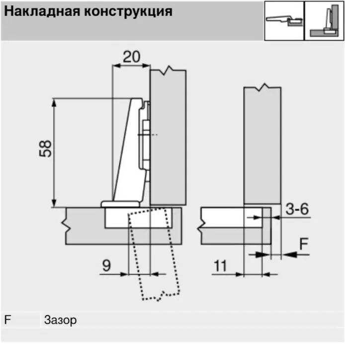 Петля Blum накладная Modul 100° стандартная с монтажной планкой - фото 4