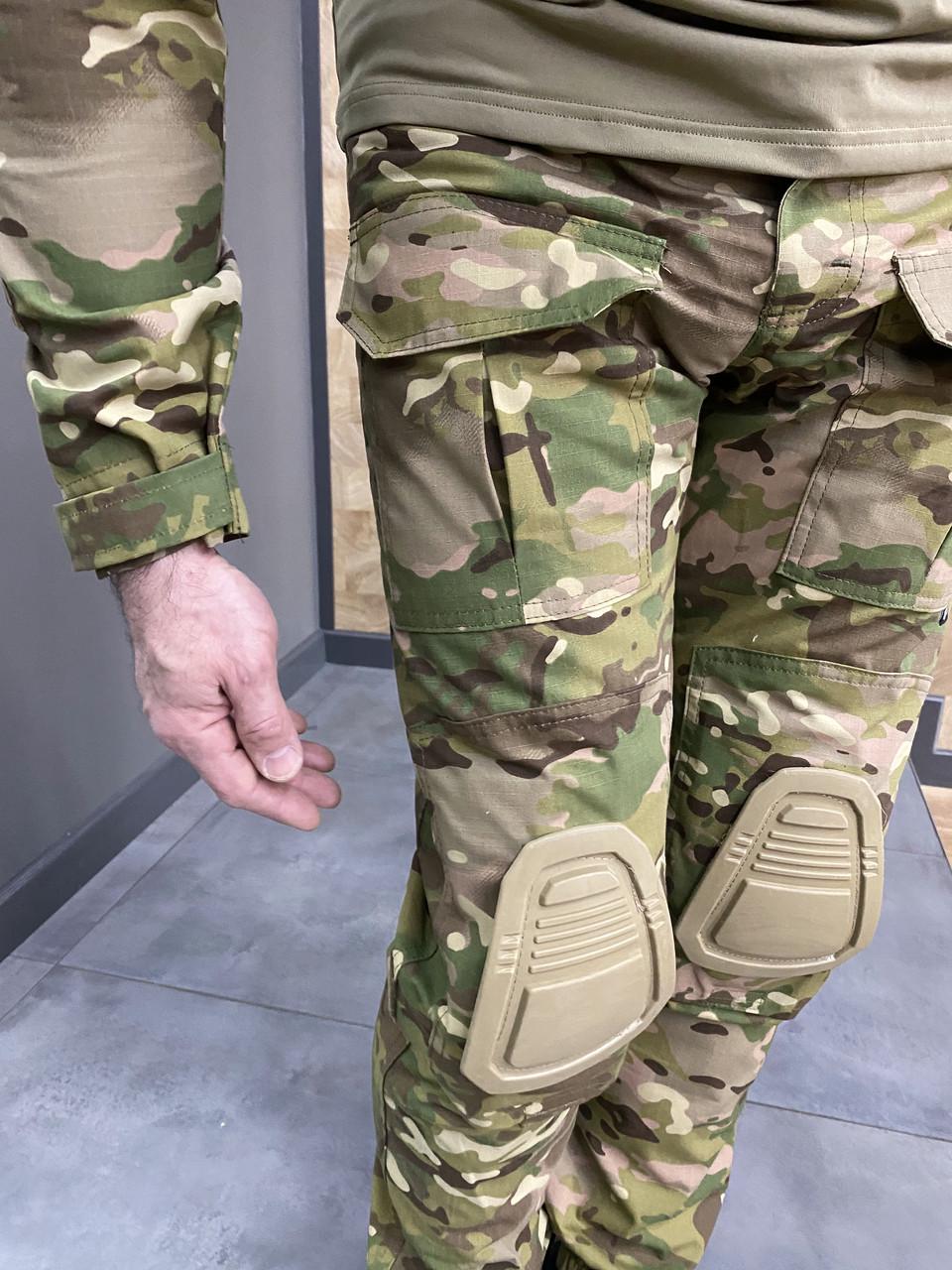 Военная форма Attack убакс и штаны с наколенниками и налокотниками хлопок рипстоп XXL Мультикам (243607) - фото 4