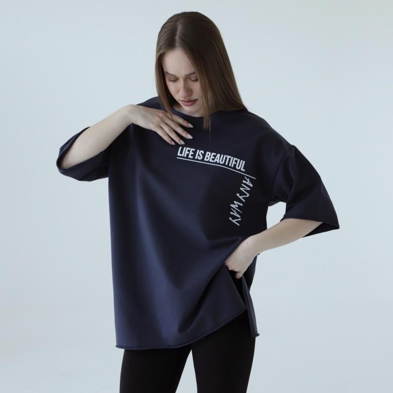 Футболка женская оверсайз FTW-24-1 GBI L Серый (14064)