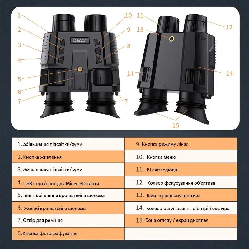 Прибор ночного видения бинокулярный Dsoon NV8000 до 400 м в темноте с креплением Wilcox L4G24 (17656762) - фото 7