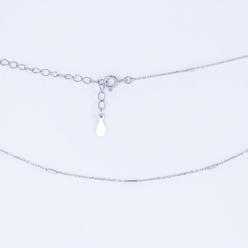 Колье серебряное с длинными серебряными бусинами р. 36 + 5 см (kl2-38)