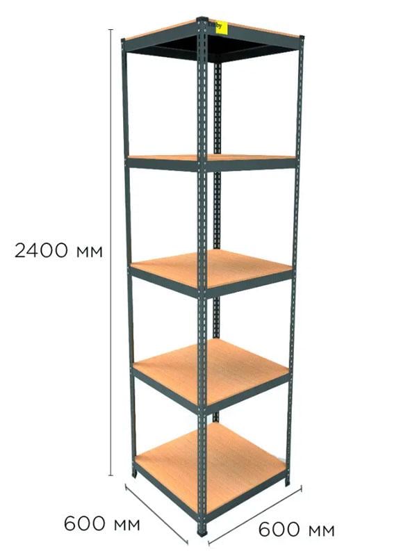 Стелаж металевий поличний MRL-2400 з 5 полицями з навантаженням 500 кг 600x600 мм Чорний - фото 2