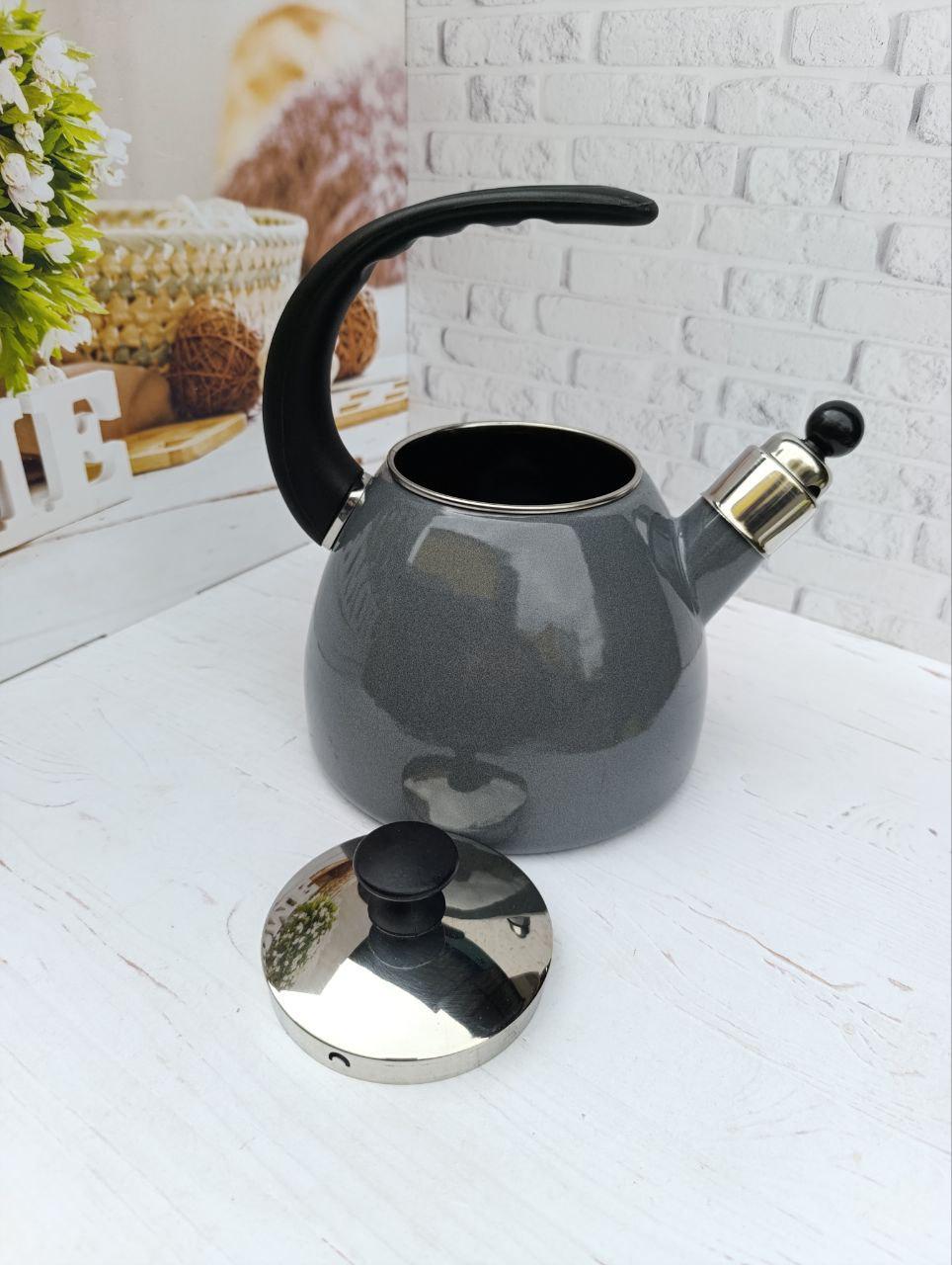 Чайник зі свистком Kamille KM-1040C емальований 2,5 л Сірий (KM-1040C) - фото 3 Чайник зі свистком Kamille KM-1040C емальований 2,5 л Сірий (KM-1040C) - фото 3