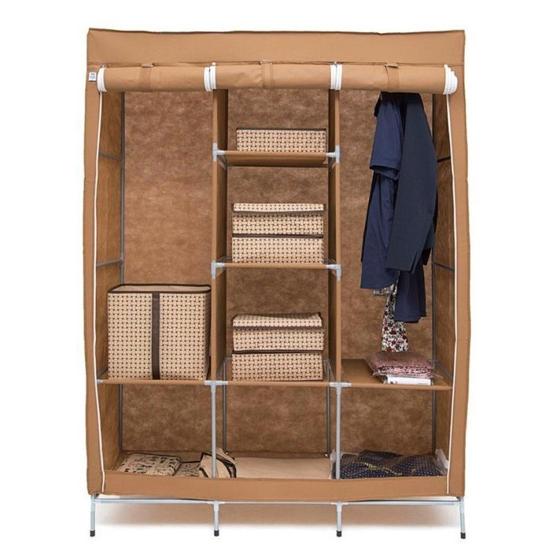 Тканевый шкаф органайзер Storage Wardrobe 88130 8 полок 135х42х174 см Коричневый (opt-17361)