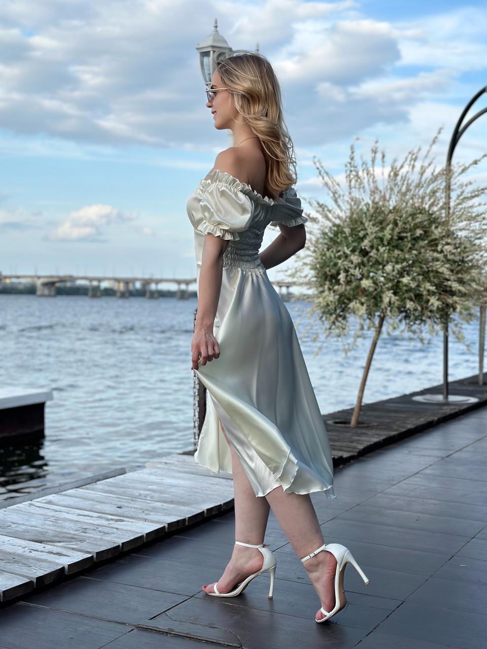 Платье женское миди Maybel из шелка Армани Шампань (2656491074) - фото 5 Платье женское миди Maybel из шелка Армани Шампань (2656491074) - фото 5