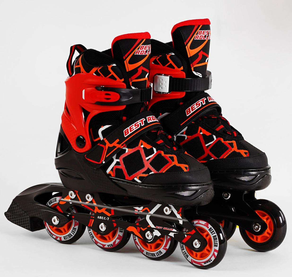 Роликові ковзани Best Roller PU колеса що світяться в коробці р. 35-38 Red/Black (116488)