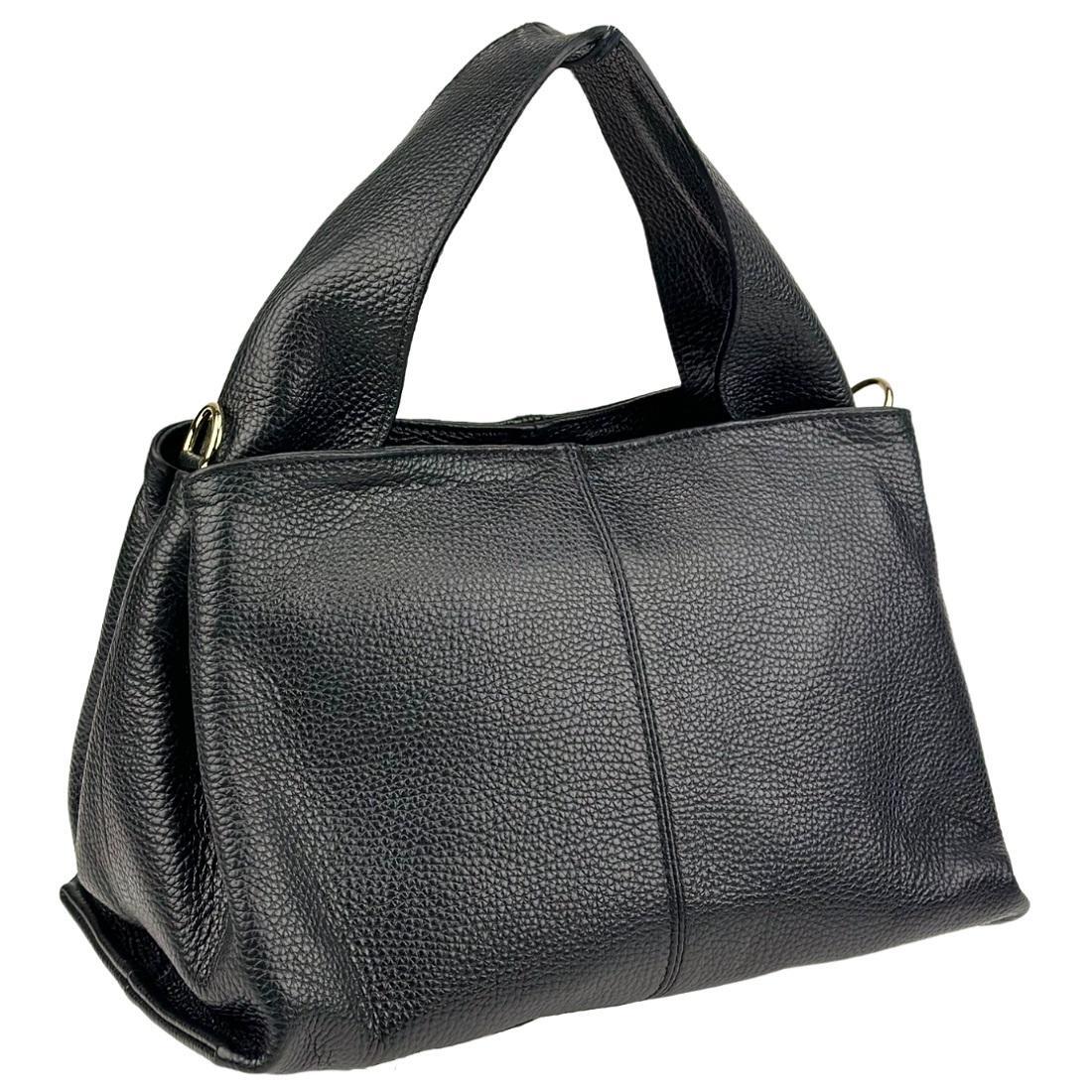 Женская сумка с широкой ручкой Royal Bag F-IT-8711A кожаная Черный (6211)
