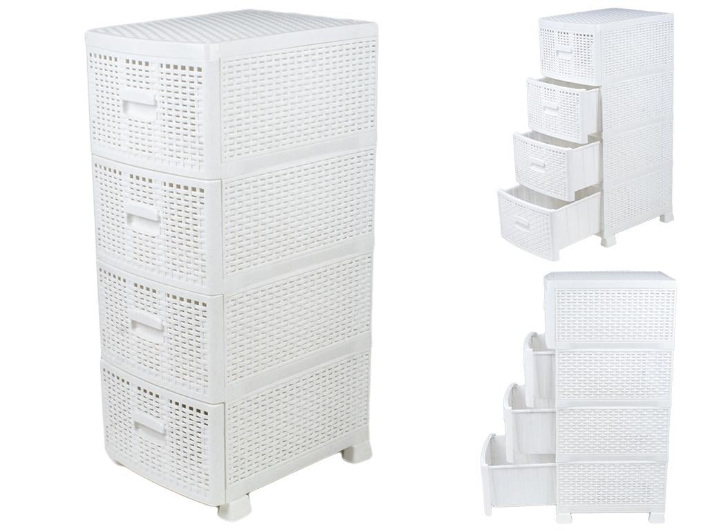 Комод Rotange 4-ярусний 47х36х91см Білий (MCS-BK073-2)