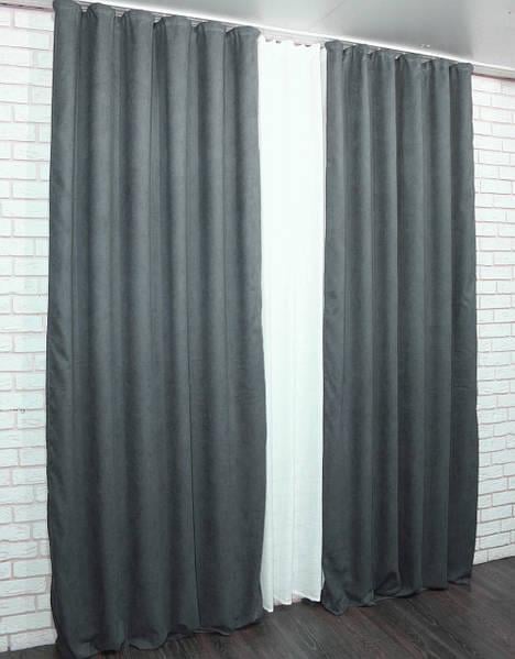 Комплект штор Petek-люкс микровелюр 1,5х2,7 м 2 шт. Графитовый - фото 7