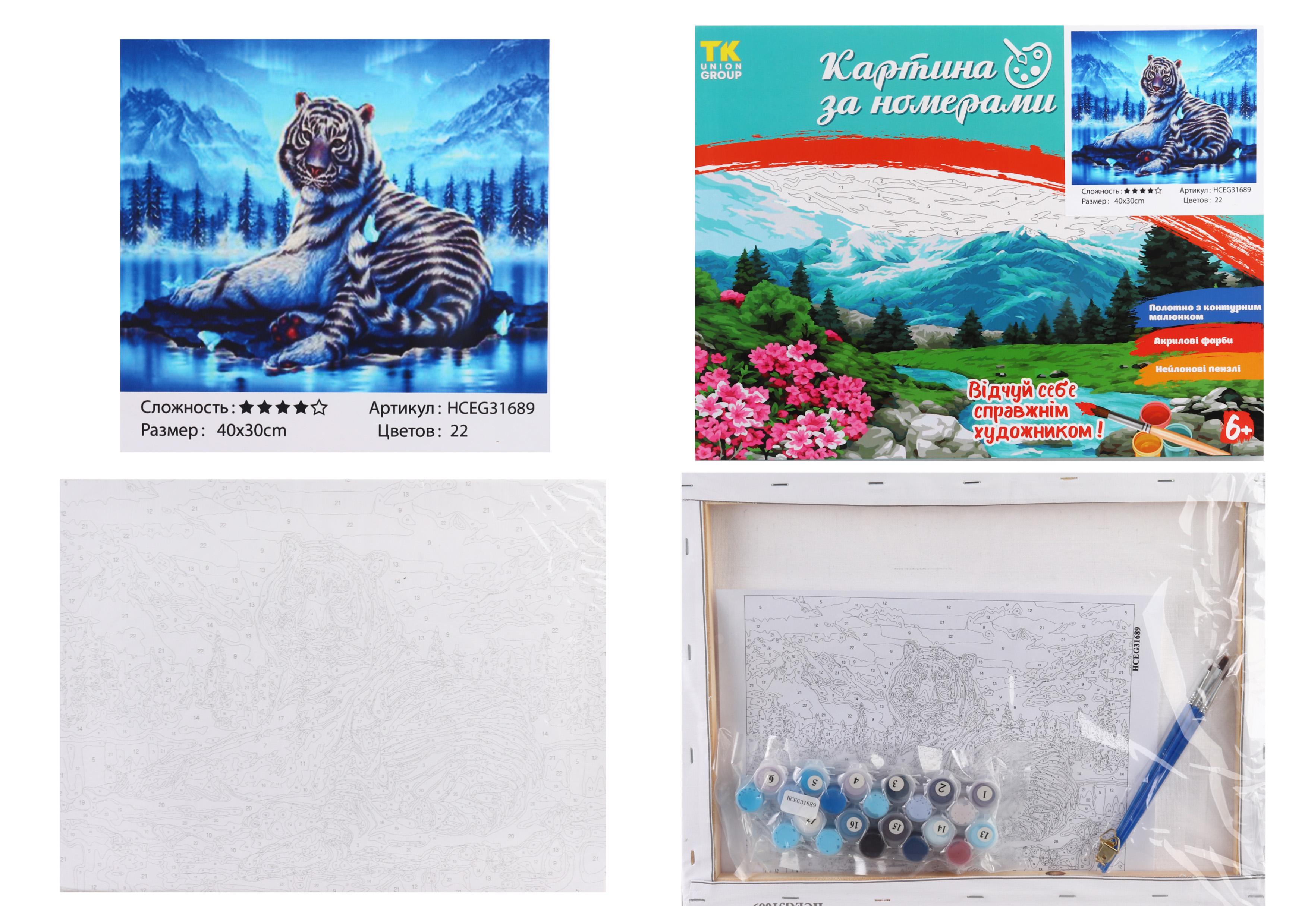 Картина за номерами TK Group Білий тигр 31689 30x40 см (MTT-153901)