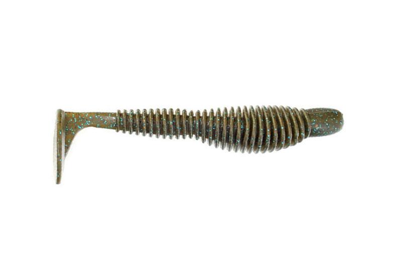 Силиконовый виброхвост Reins Bubbring Shad №005 съедобный 4" 8 шт. Green/Blue Pumpkin (6102)