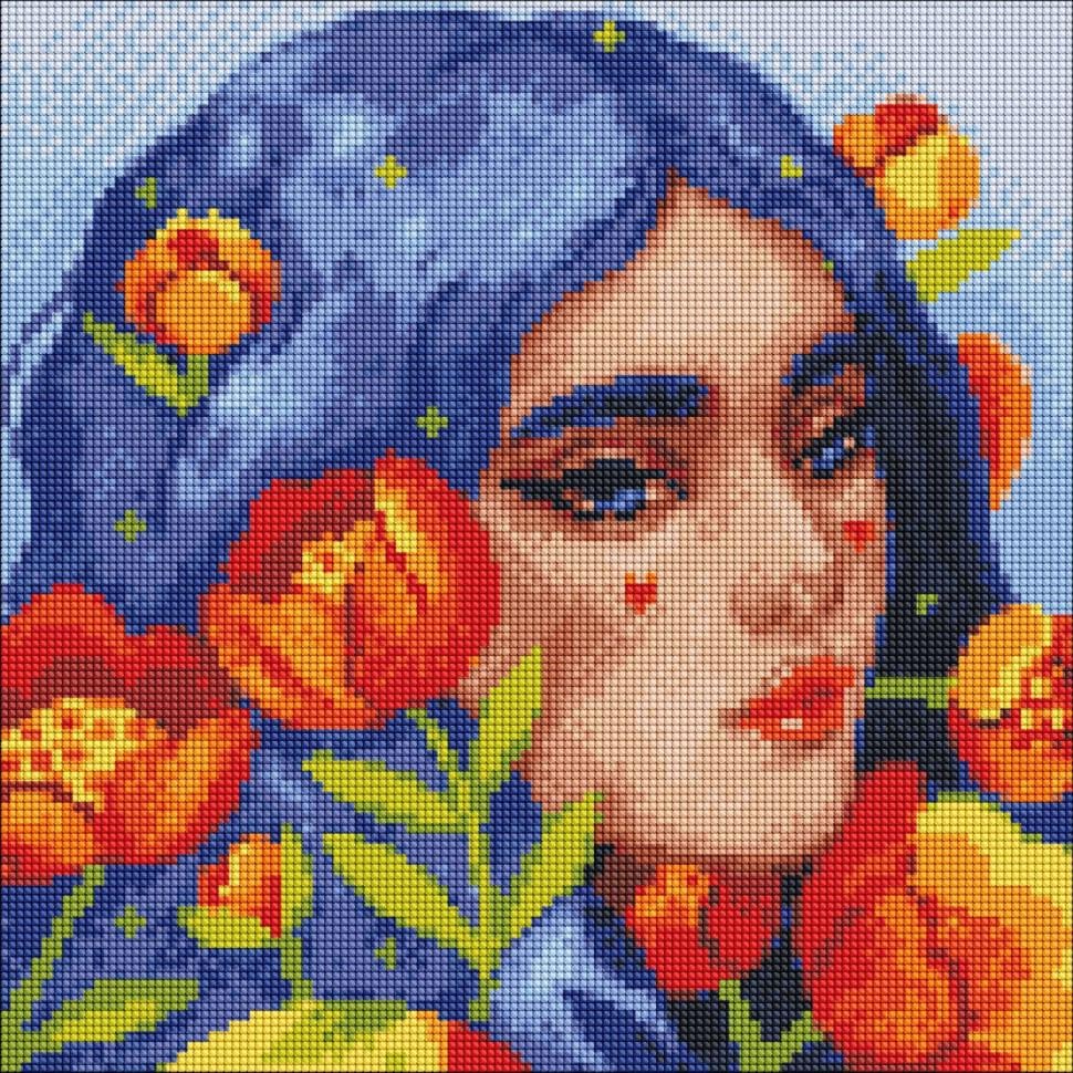 Алмазна мозаїка без підрамника Синьоока весна AMC7686 30х30 см