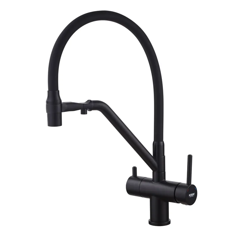 Смеситель для кухни KOER KB-72006-05 с выходом для питьевой воды силиконовый излив (KR3380)