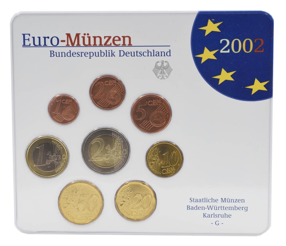 Коллекционные монеты Германия 2002 UNC G 1/2/5/10/20/50 евроцентов 1/2 евро (М19742)