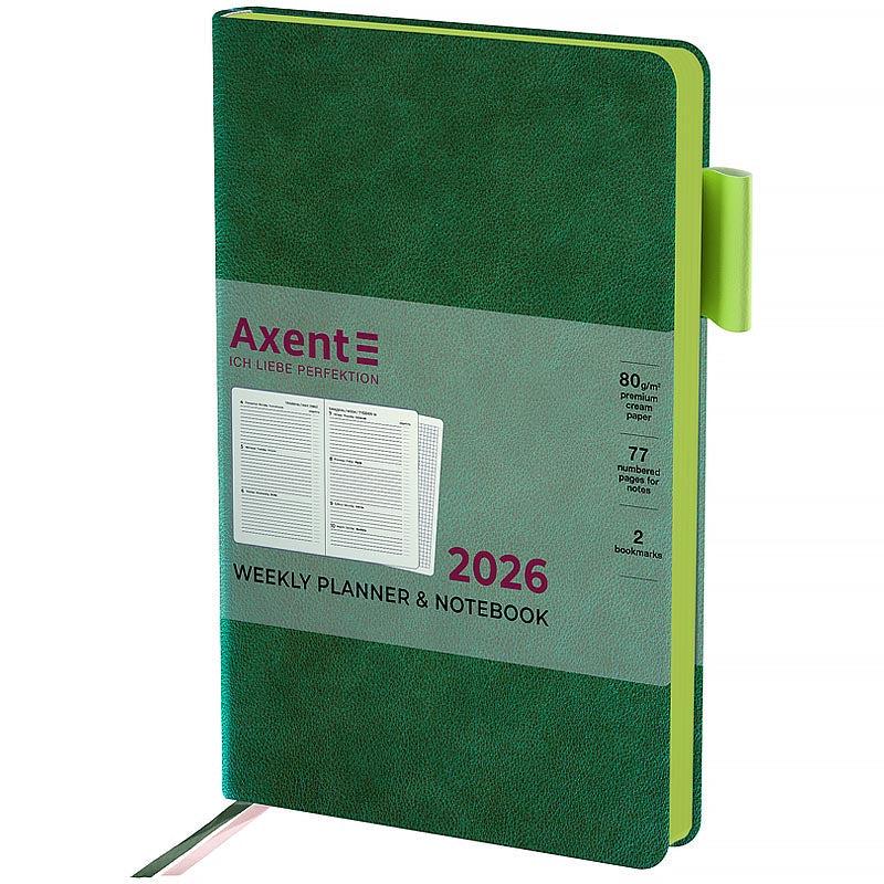 Еженедельник датирован 2026 Axent Partner Soft Muse 125х195 мм 192 стр. Зеленый (8527-26-2-A)