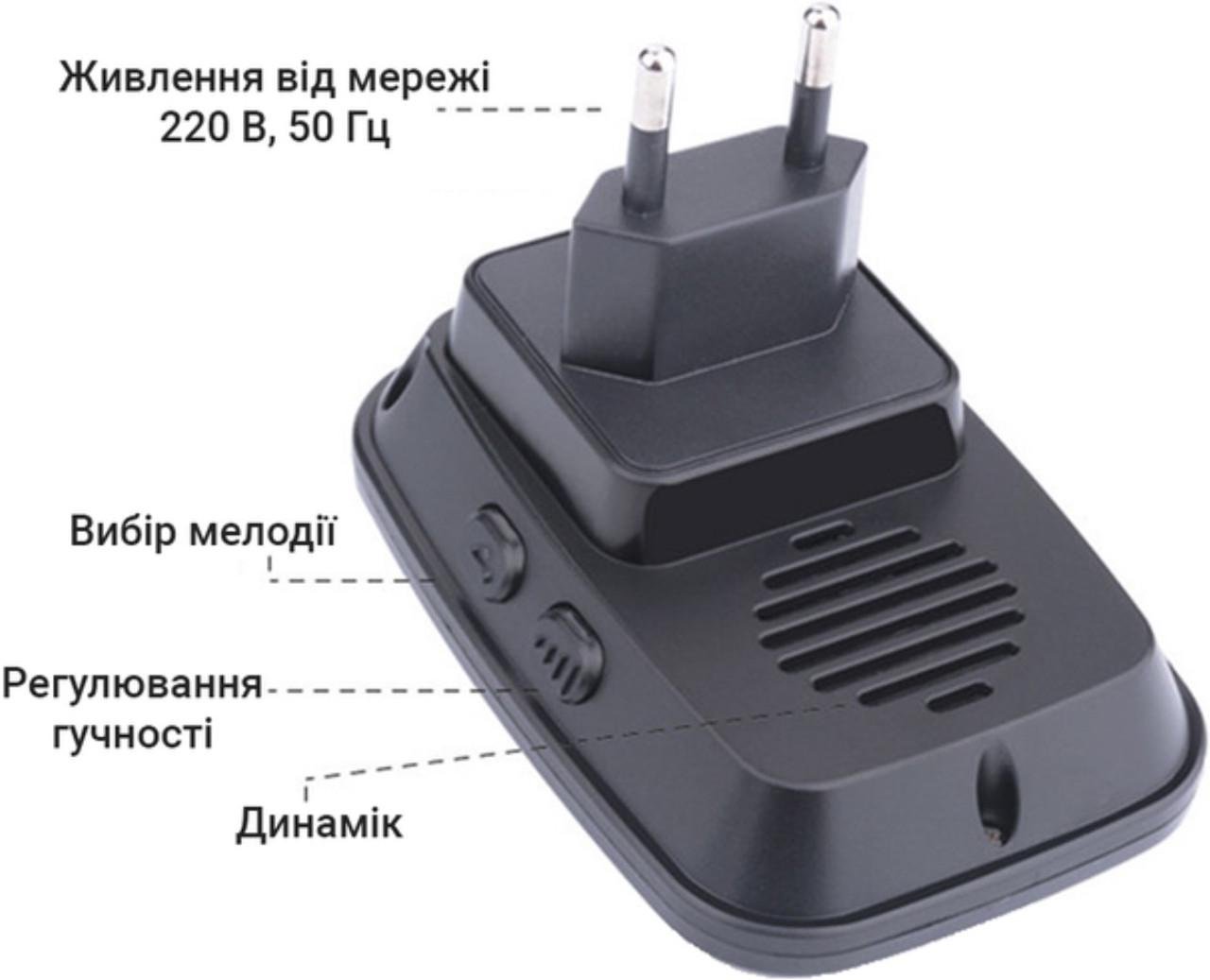 Дзвінок дверний бездротовий A10 на вхідні двері Black (2770937401) - фото 6 Дзвінок дверний бездротовий A10 на вхідні двері Black (2770937401) - фото 6