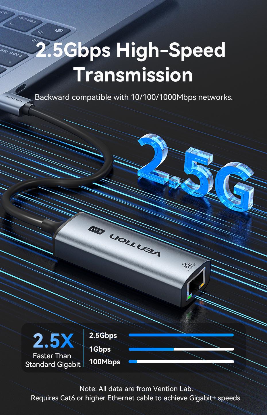 Адаптер USB-C Vention USB RJ45 0.15 м Серый (CFSHB) - фото 4