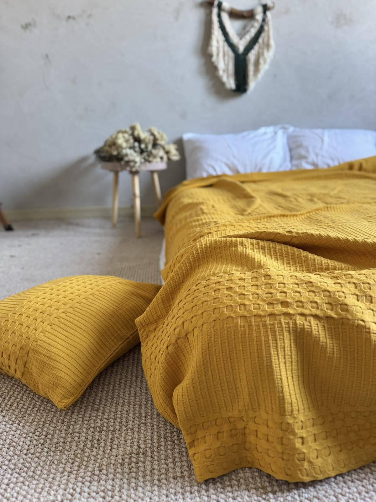 Покривало вафельне Марокко 200х230 см Гірчичний (18093962) - фото 8 Покривало вафельне Марокко 200х230 см Гірчичний (18093962) - фото 8
