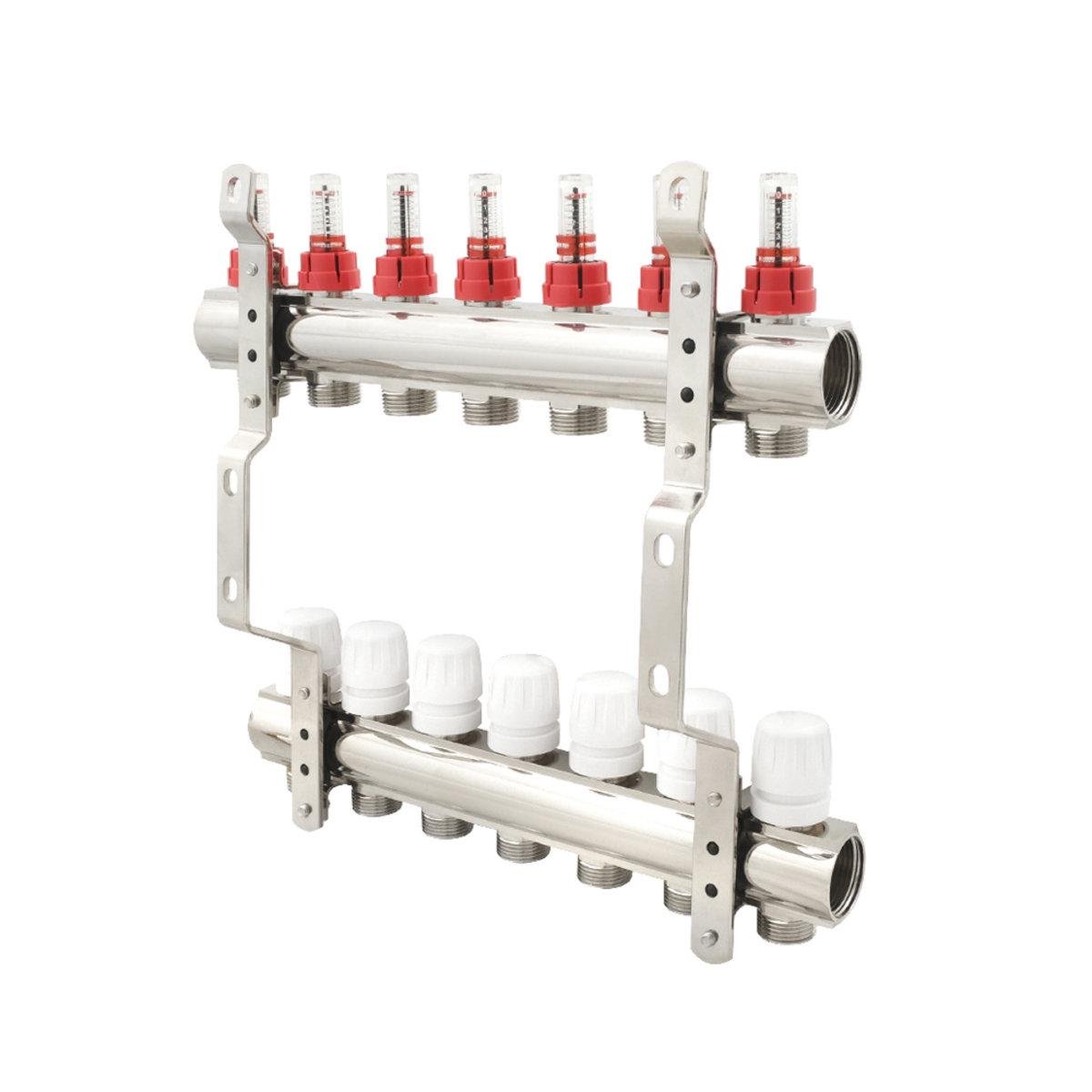 Коллектор Polmark 1x3/4 7 выходов с термоклапанами и расходомерами PBMF107 - фото 2