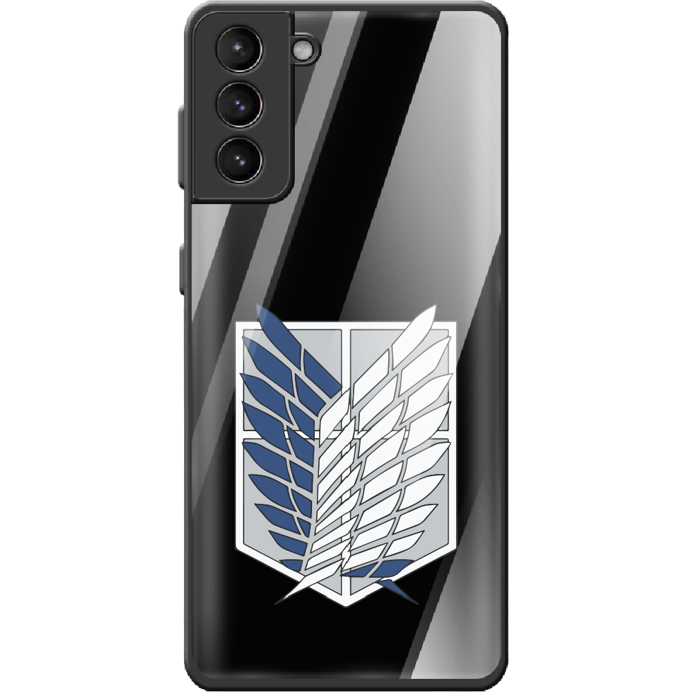 Чехол BoxFace Samsung G996 Galaxy S21 Plus Атака Титанов Крылья Свободы Черный силикон со стеклом (41718-bk88-42230)