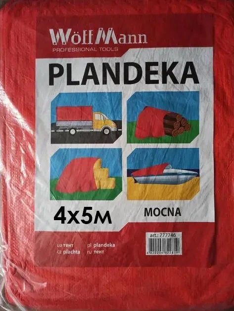 Тент будівельний універсальний WoffMann PLANDEKA 4х5 м 80 г/м2 Помаранчевий - фото 4