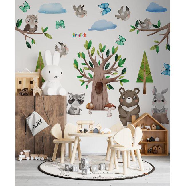 Стикеры детские на стену Лес Sticker Wall SW-00001021 60х120 см 3 листа 180х120 см