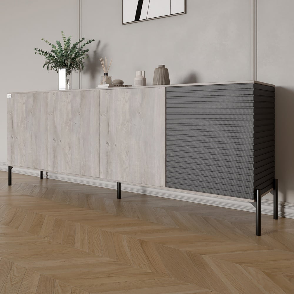 Комод Lion Грей 204x38x76,5 см Шварцвальд/Асфальт (LION-042466)