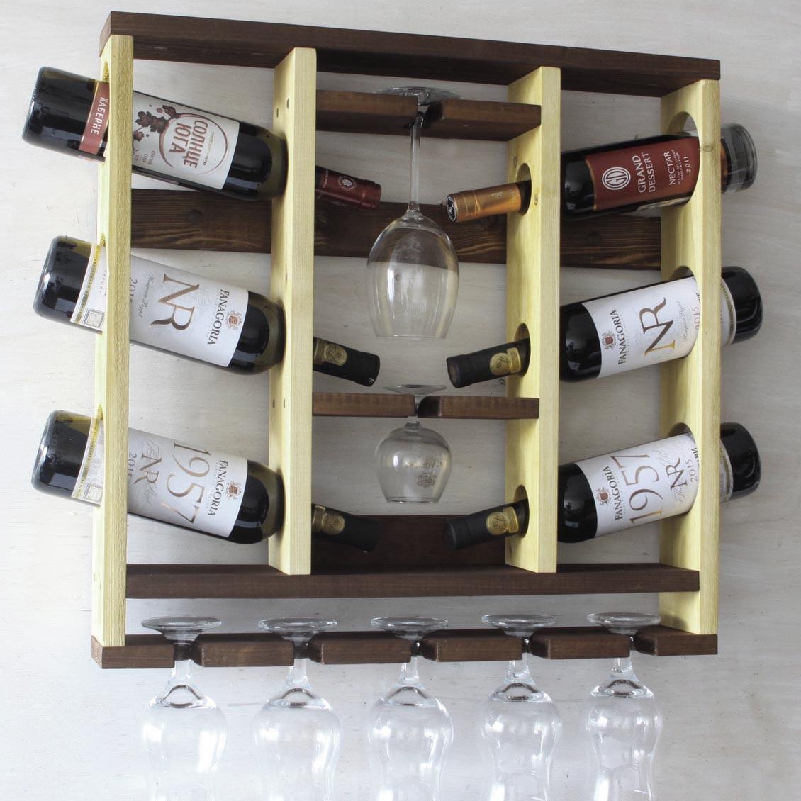 Полка для вина настенная из дерева Иваки Бланже/Капучино (ПНК-00580109)