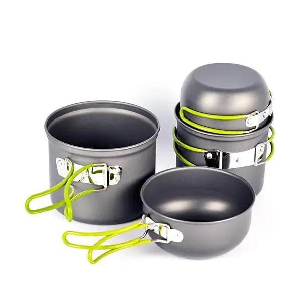 Набор посуды Cooking Set DS-201 алюминиевый кемпинговый 4 чаши-кастрюли