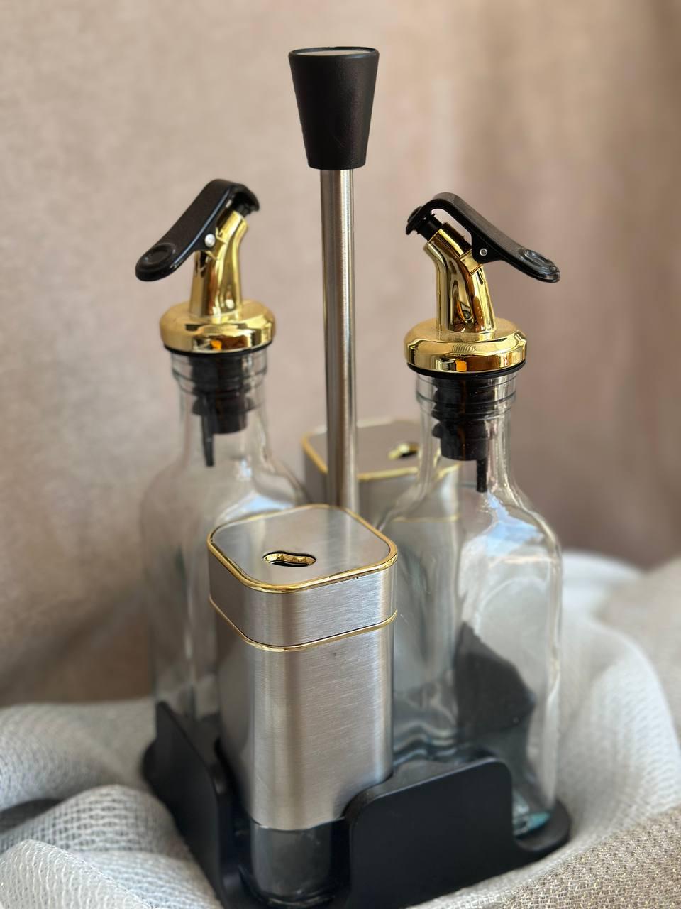 Набір ємностей для спецій TS Kitchen HP531T1007J на підставці 5 пр. Хром/Золотий (20160057) - фото 2 Набір ємностей для спецій TS Kitchen HP531T1007J на підставці 5 пр. Хром/Золотий (20160057) - фото 2