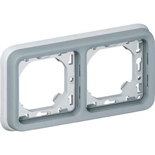 Суппорт Legrand Plexo с рамкой для встраиваемого монтажа на 2 поста Серый (069683)