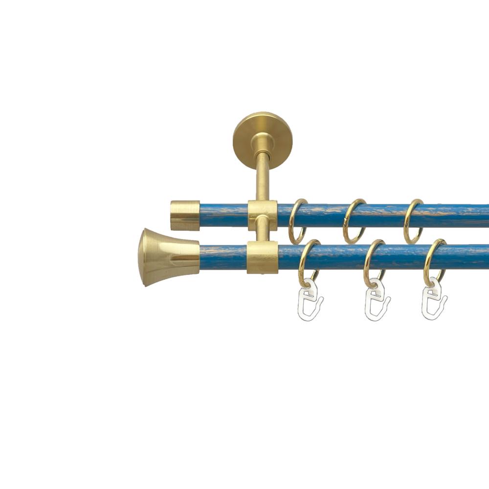 Карниз Orvit Принц металевий дворядний закритий гладка труба кільце металеве Матове - Блакить 16/16 мм 300 см Золото (00-00025091)