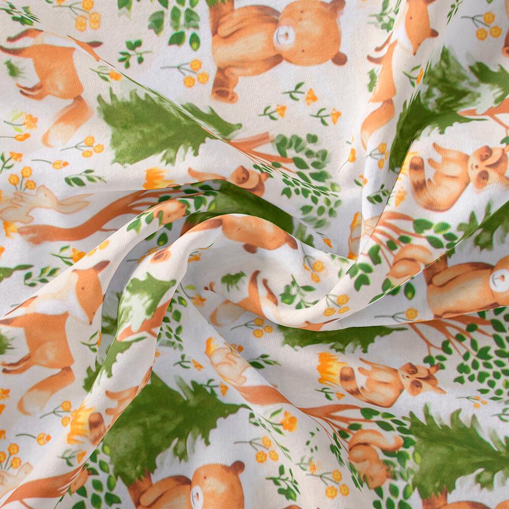 Ткань для постельного белья V-24825/2 Царство зверей бязь ранфорс 2,4 м Серый (19195)