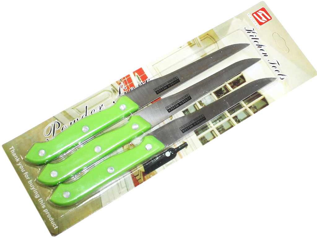 Набор ножей кухонные 3 шт. Зеленый Набор ножей кухонные 3 шт. Зеленый