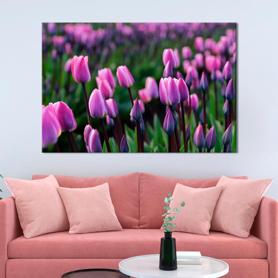 Картина цветы и растения Яркие фиолетовые тюльпаны 51x34 см (A1020-1)