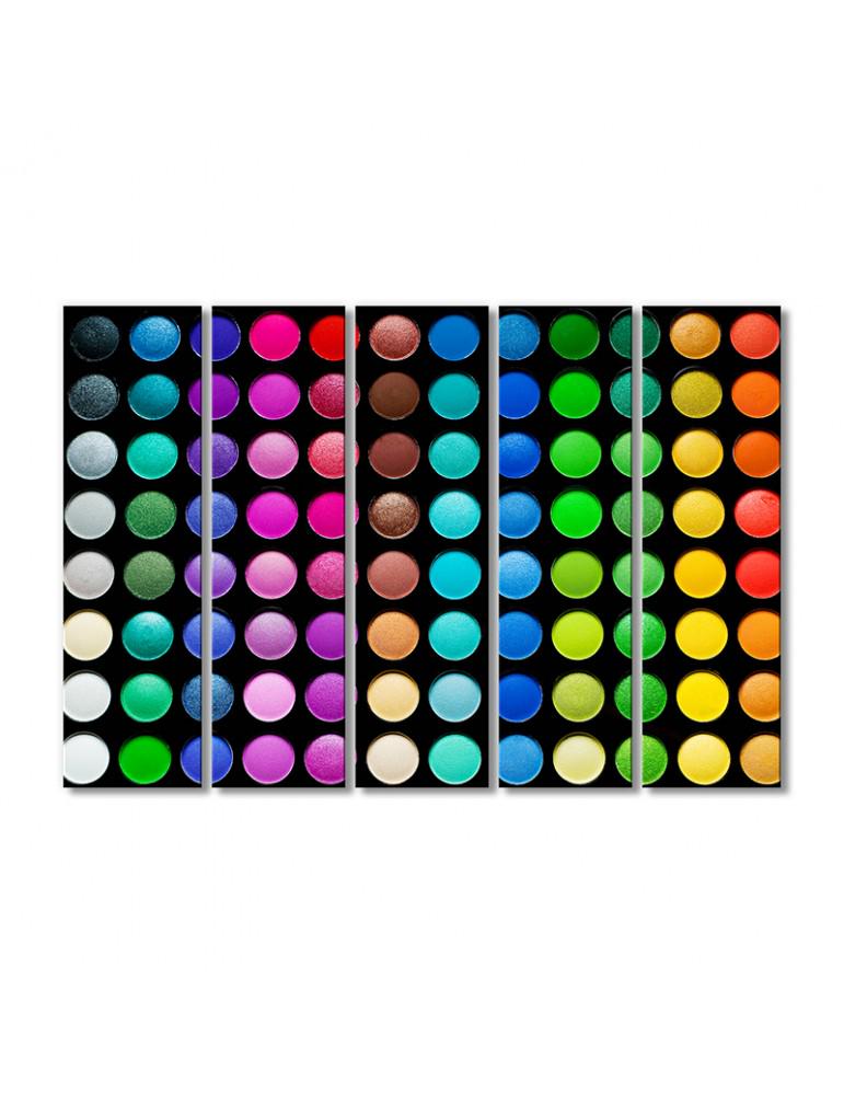 Картина модульная Палитра теней для век 5 модулей 70x105 см