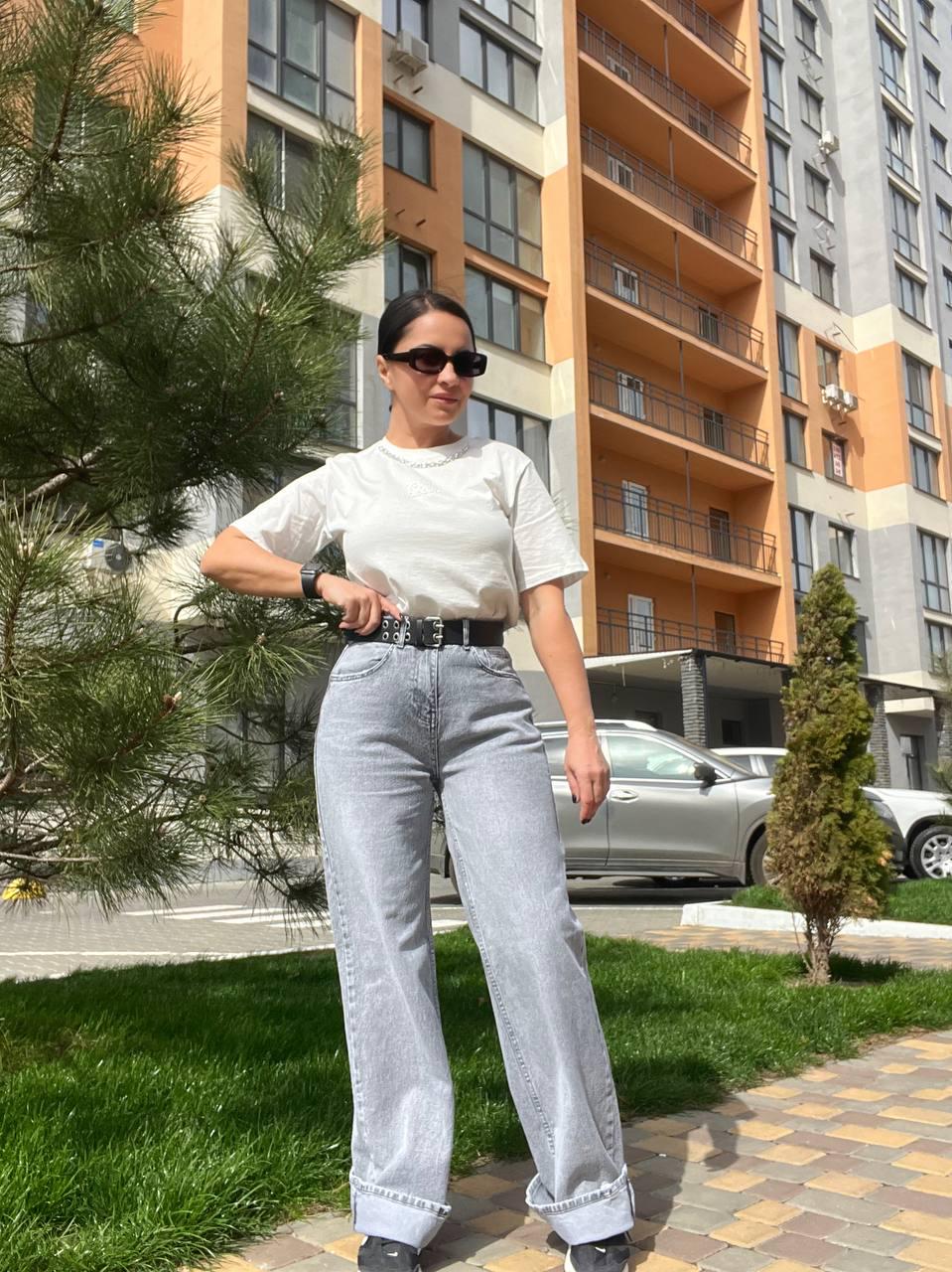 Джинси жіночі SESSANTA 16601 WIDE LEG PALAZZO збільшені полубатал широкі від стегна ремінь р. 28 Чорний/Сірий (1656)