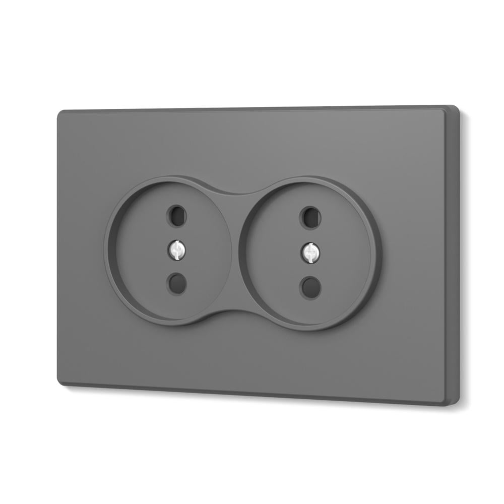 Розетка двойная Video Nota со шторками Серый графит (31588049)